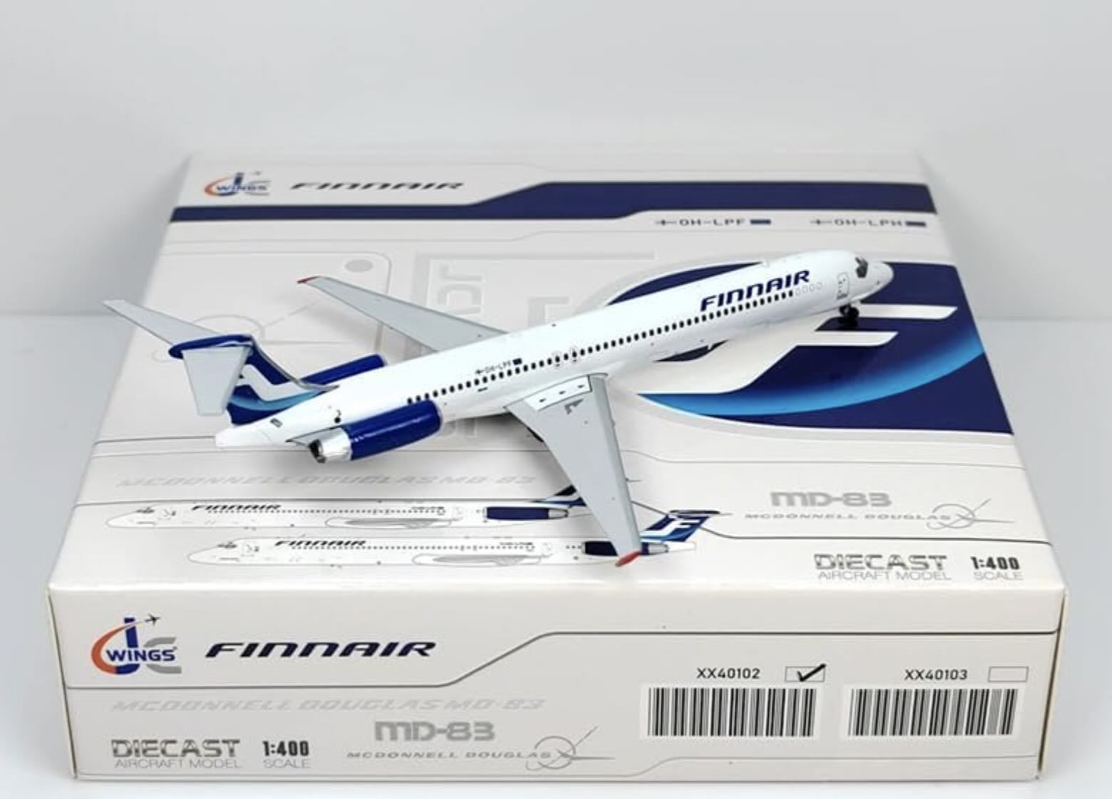 Avion Miniature McDonnell Douglas MD-83 Finnair OH-LPF Au 1/400 - JC Wings, Neuf Sous Blister, édition 2022 Avec Antenne
